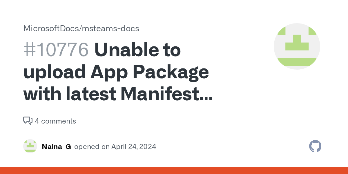 Unable to upload App Package with latest Manifest schema changes (v1.17