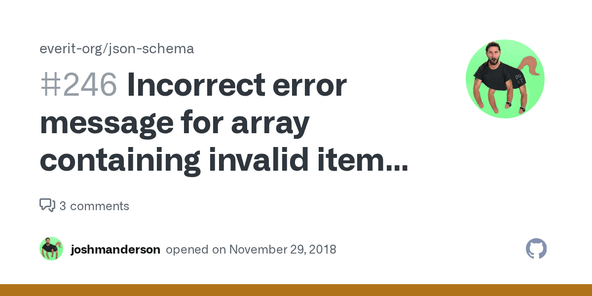 Incorrect error message for array containing invalid item (not in enum
