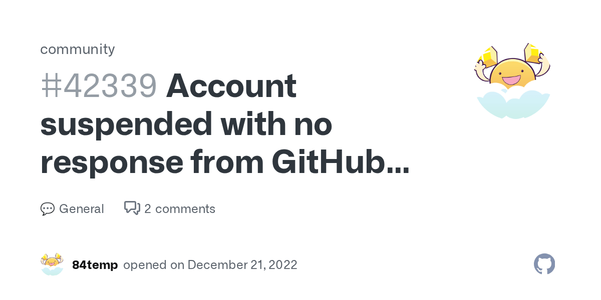 Account suspended with no response from GitHub support for over a week