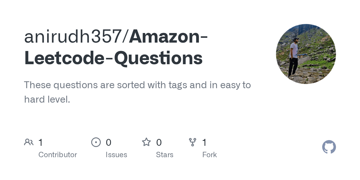 GitHub anirudh357/AmazonLeetcodeQuestions These questions are