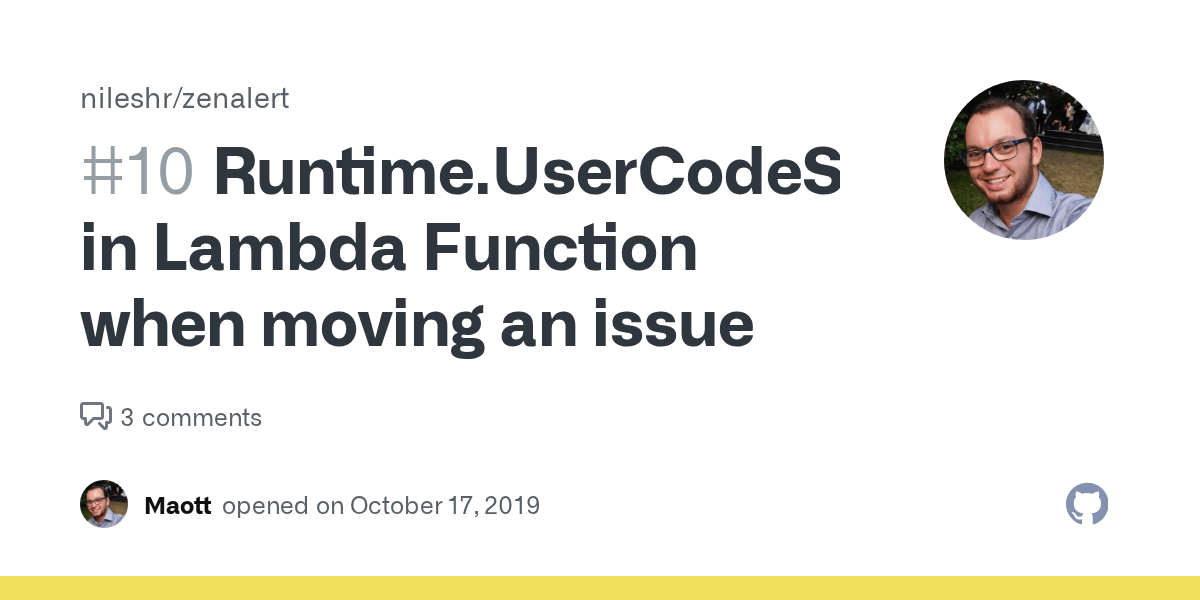 Runtime.UserCodeSyntaxError in Lambda Function when moving an issue