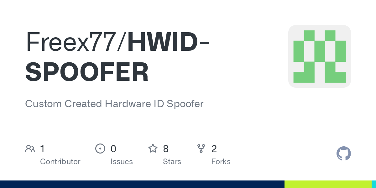 GitHub Freex77/HWIDSPOOFER Custom Created Hardware ID Spoofer