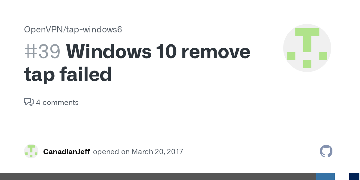 Windows 10 remove tap failed · Issue 39 · OpenVPN/tapwindows6 · GitHub