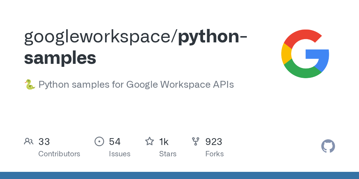 GitHub googleworkspace/pythonsamples Python samples