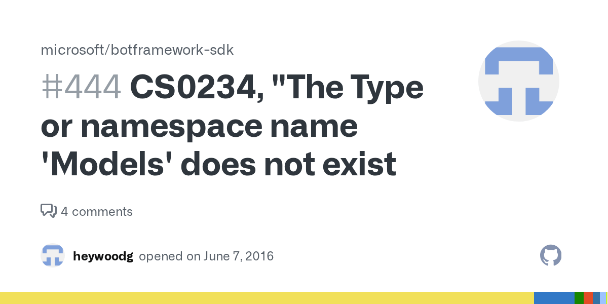 CS0234, "The Type or namespace name 'Models' does not exist · Issue