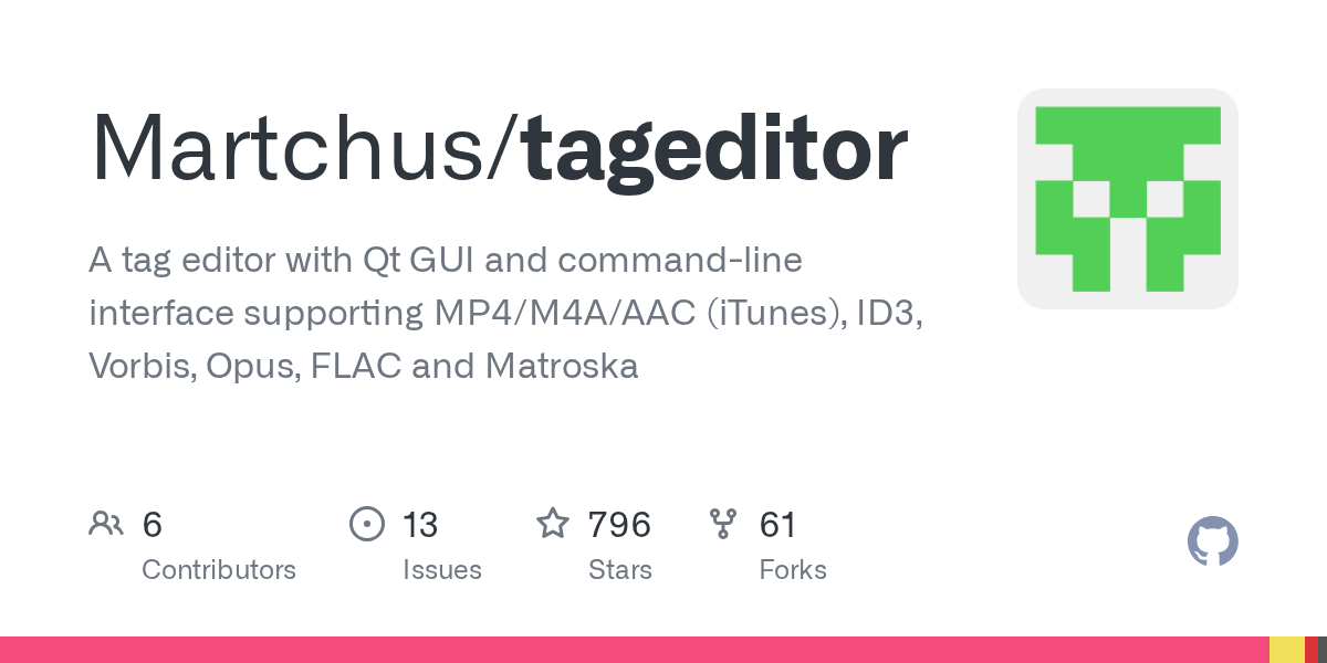 GitHub Martchus/tageditor A tag editor with Qt GUI and commandline