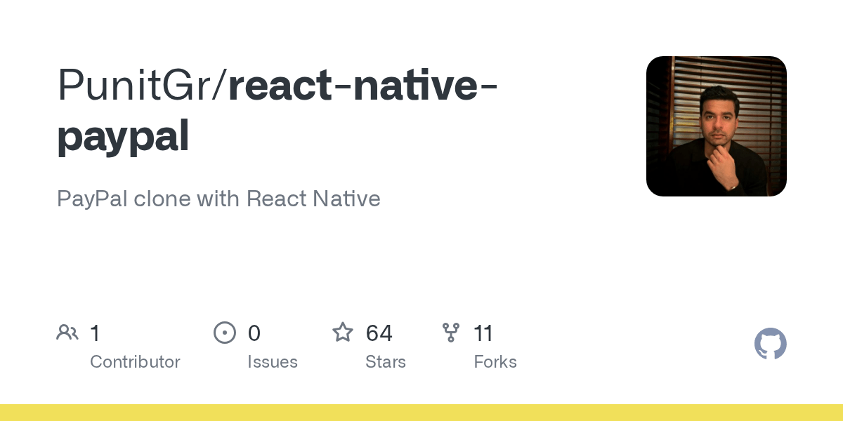 GitHub PunitGr/reactnativepaypal PayPal clone with