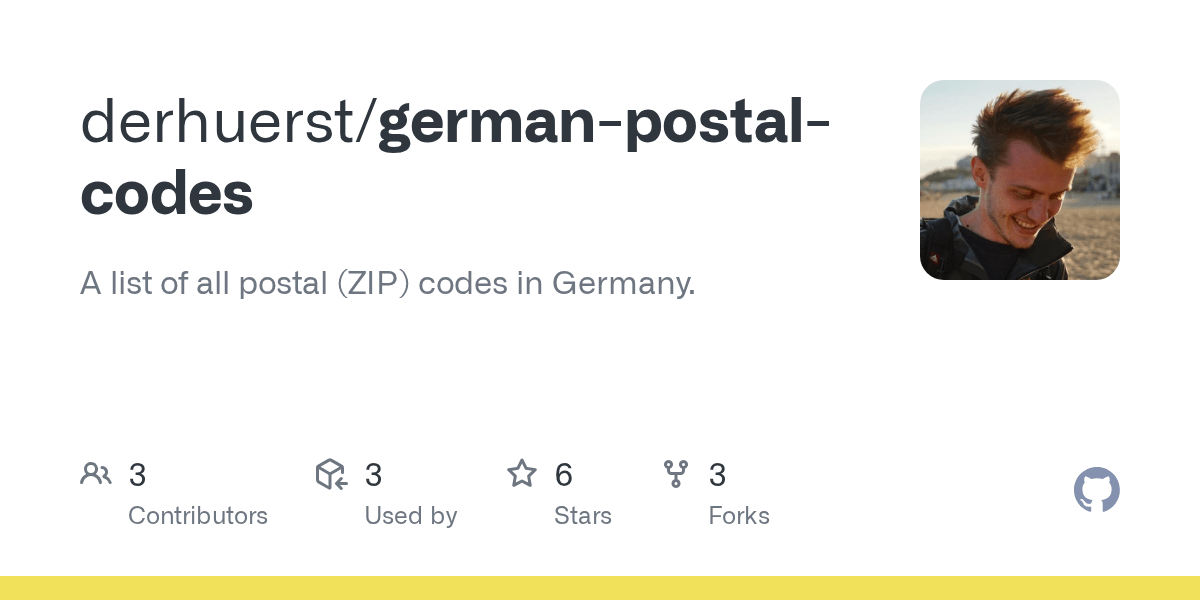 GitHub derhuerst/germanpostalcodes A list of all postal (ZIP