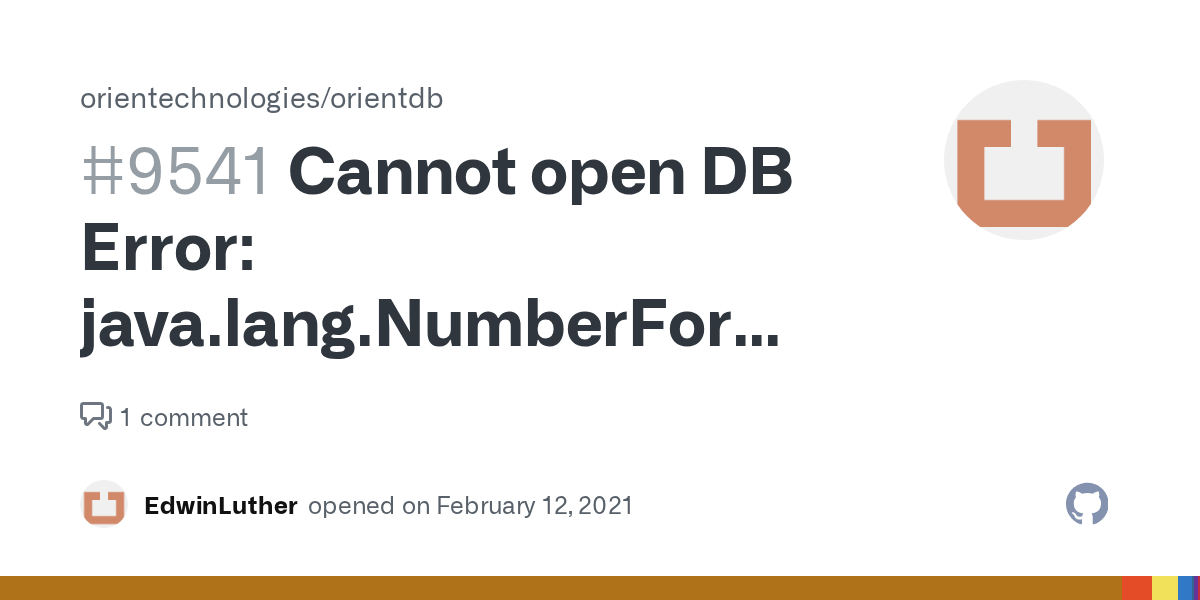 Cannot open DB Error java.lang.NumberFormatException For input string