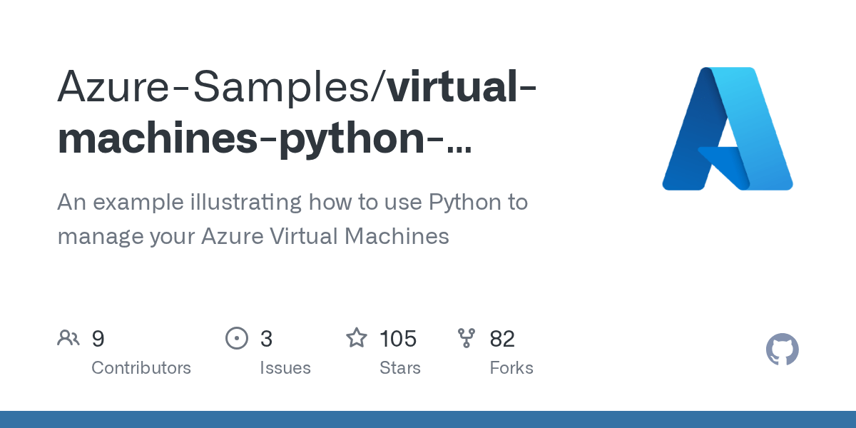 GitHub AzureSamples/virtualmachinespythonmanage An example