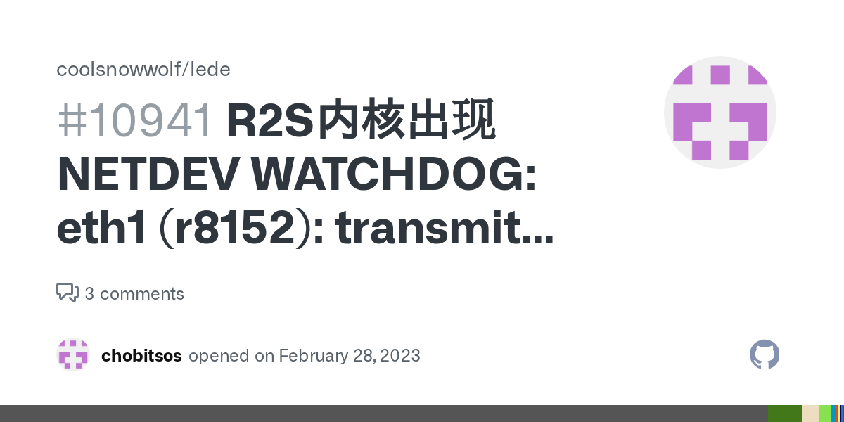 WATCHDOG eth1 (r8152) transmit queue 0 timed out