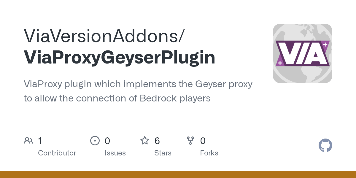 GitHub ViaVersionAddons/ViaProxyGeyserPlugin ViaProxy plugin which