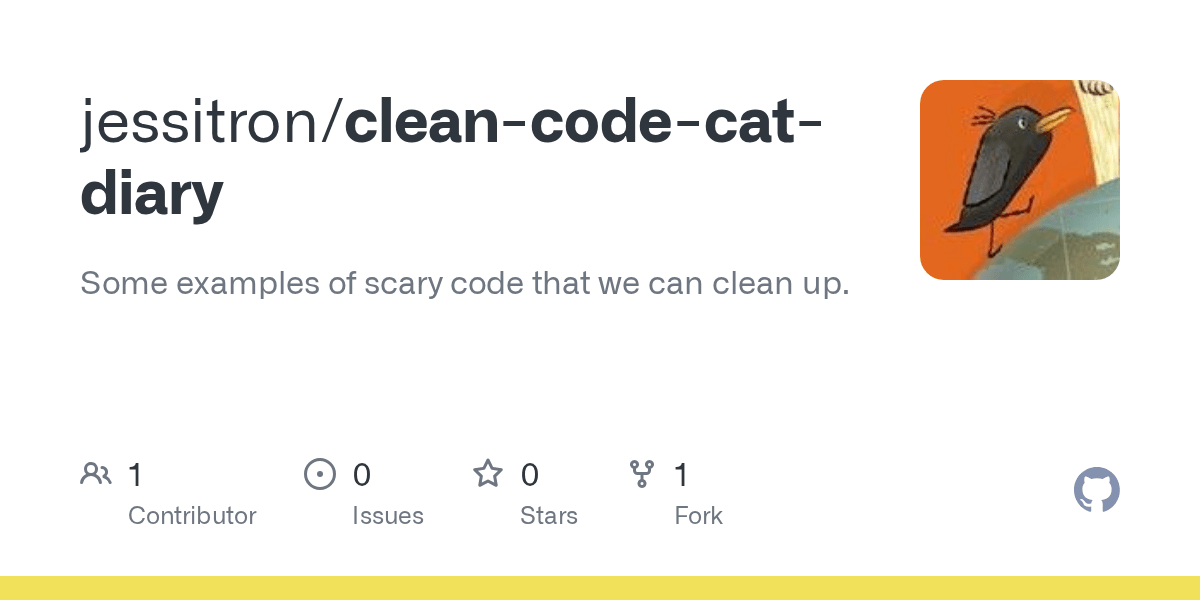 GitHub jessitron/cleancodecatdiary Some examples of scary code