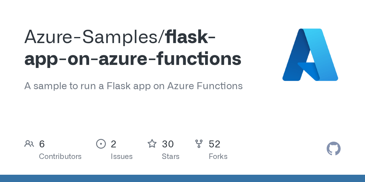 GitHub AzureSamples/flaskapponazurefunctions A sample to run a