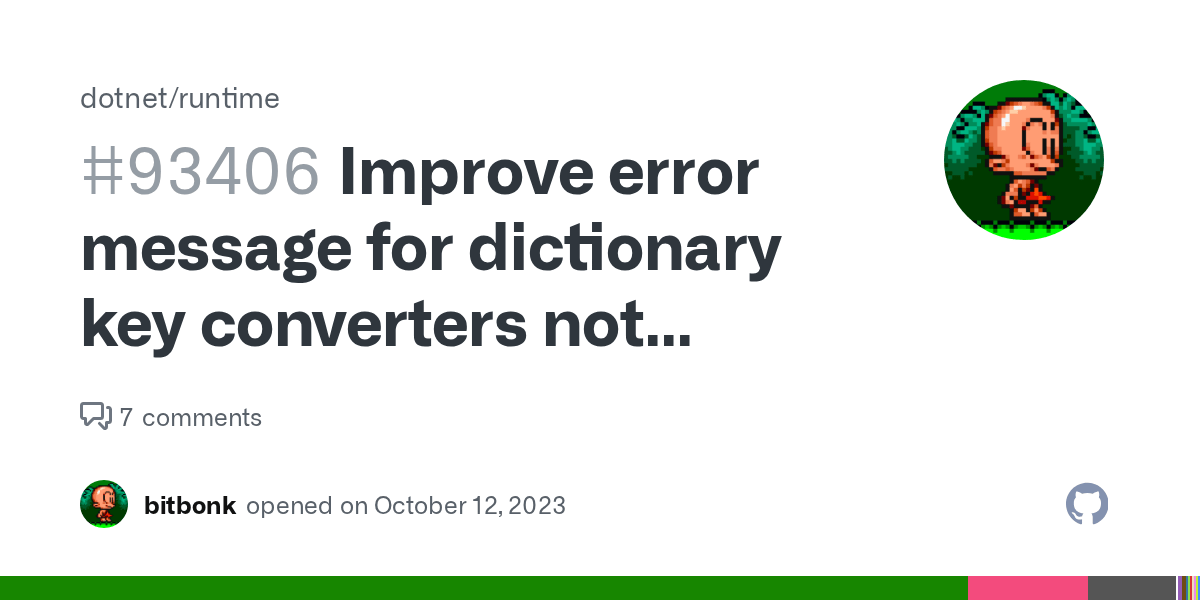Improve error message for dictionary key converters not implementing