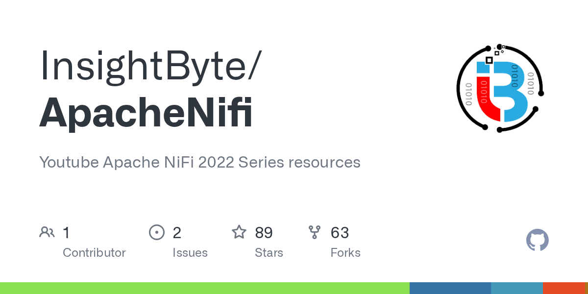 GitHub InsightByte/ApacheNifi Youtube Apache NiFi 2022 Series resources
