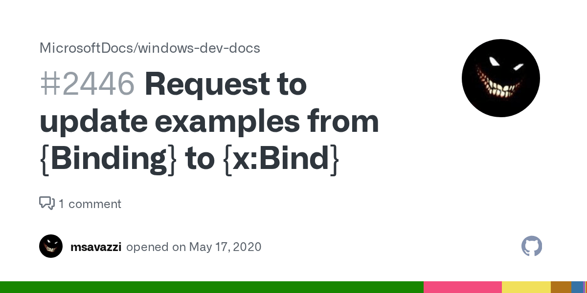 Request to update examples from {Binding} to {xBind} · Issue 2446