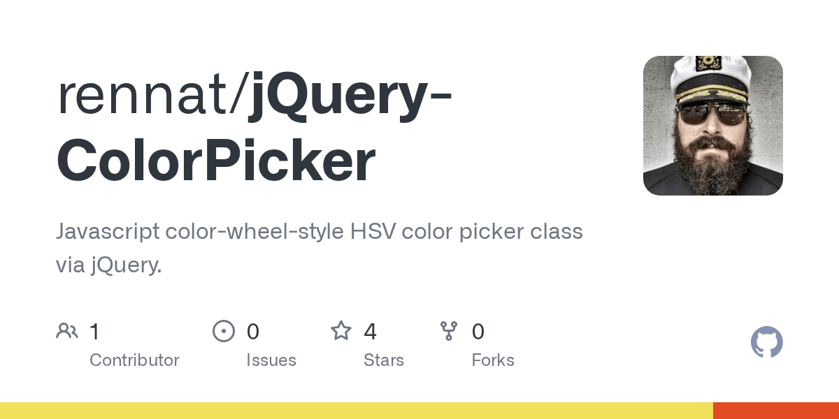 GitHub rennat/jQueryColorPicker Javascript colorwheelstyle HSV