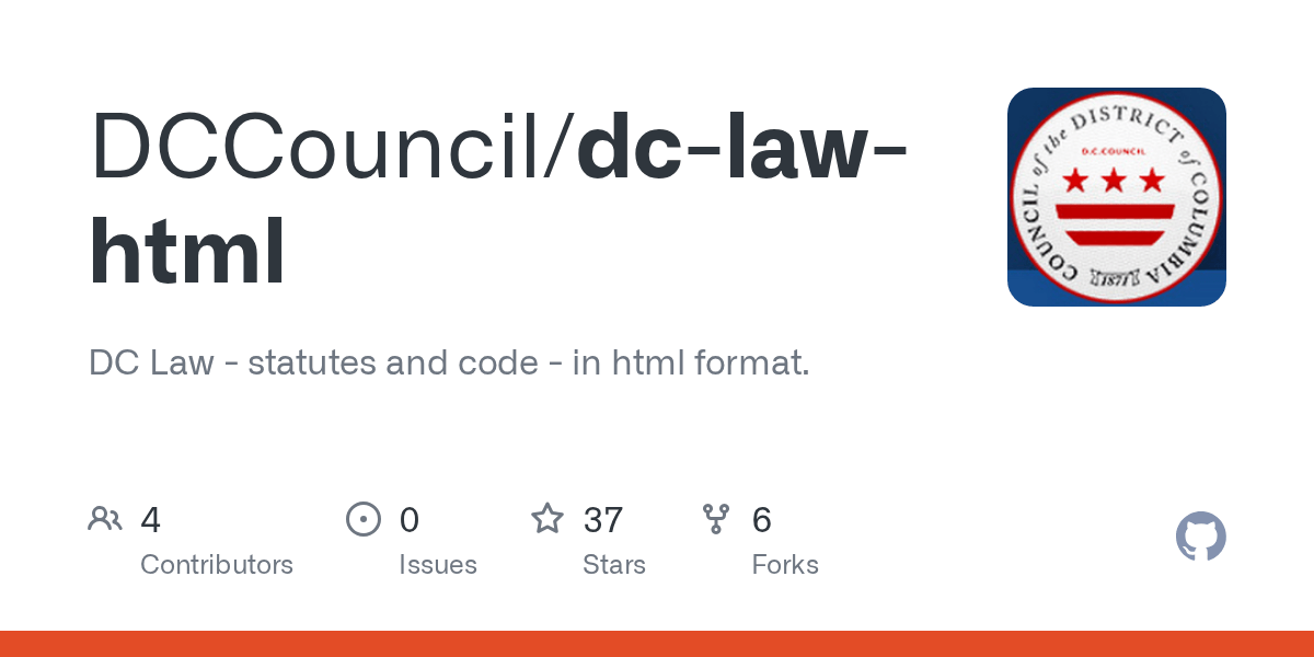 GitHub DCCouncil/dclawhtml DC Law statutes and code in html