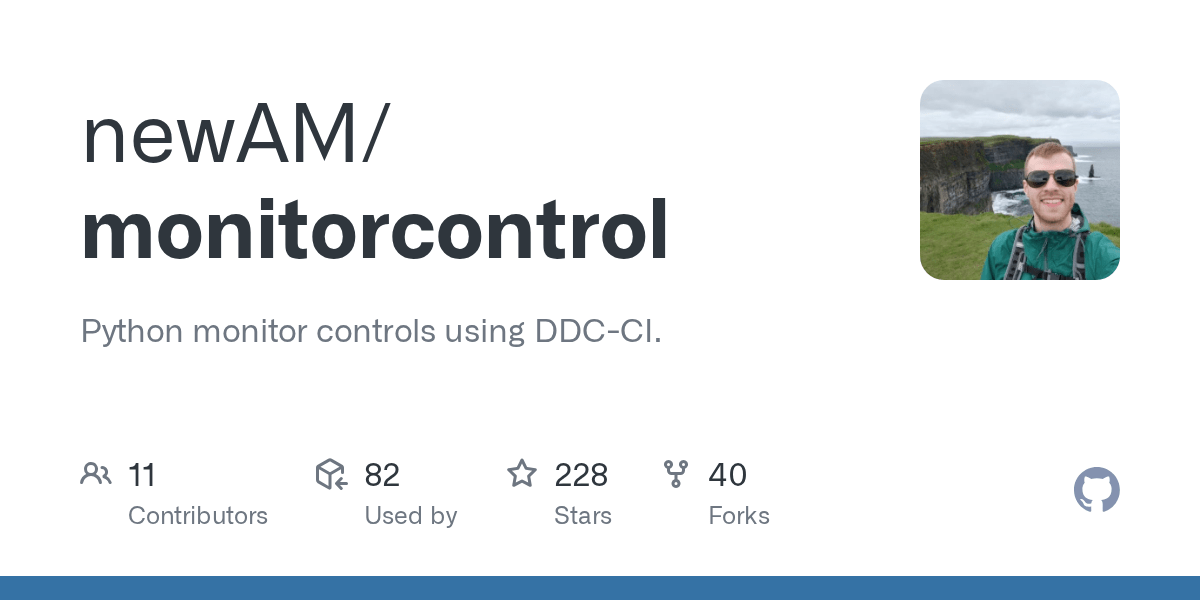 GitHub newAM/monitorcontrol Python monitor controls using DDCCI.