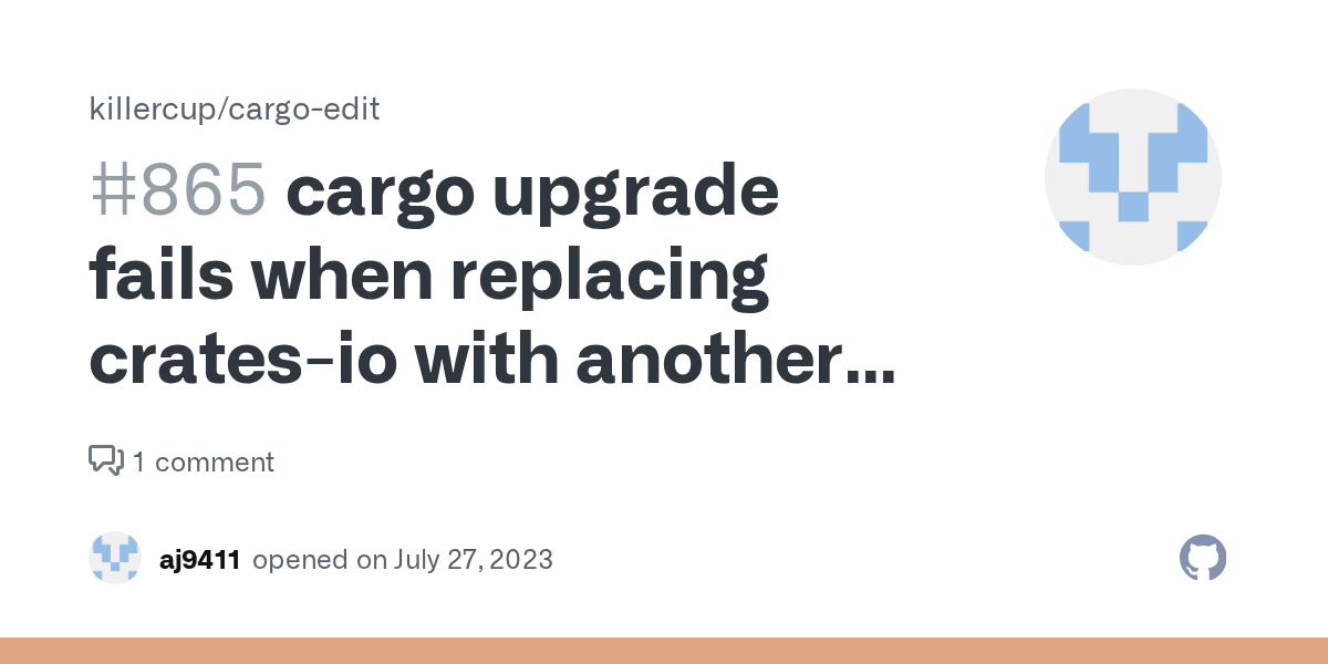 cargo upgrade fails when replacing cratesio with another registry