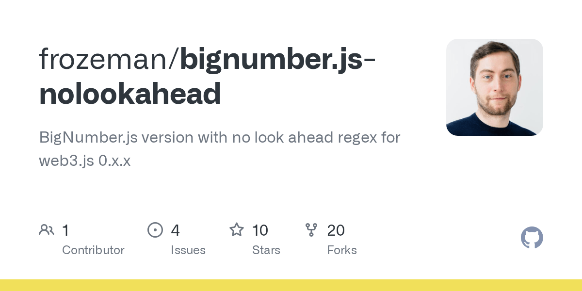 GitHub frozeman/bignumber.jsnolookahead BigNumber.js version with