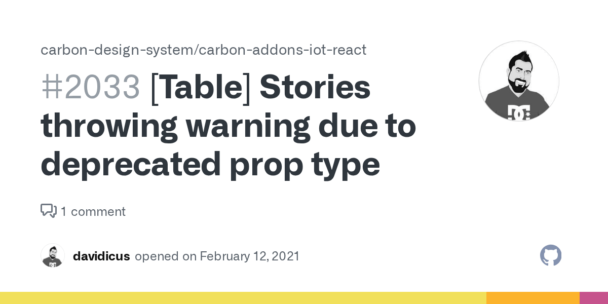 [Table] Stories throwing warning due to deprecated prop type · Issue 2033 · carbondesign