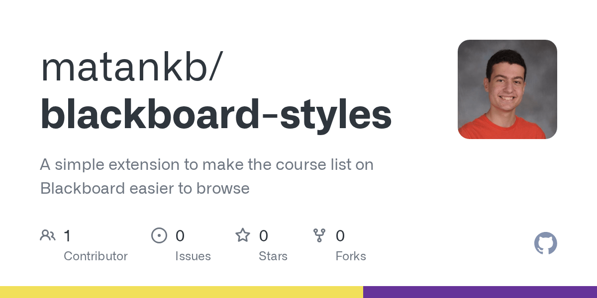 GitHub matankb/blackboardstyles A simple extension to make the course list on Blackboard