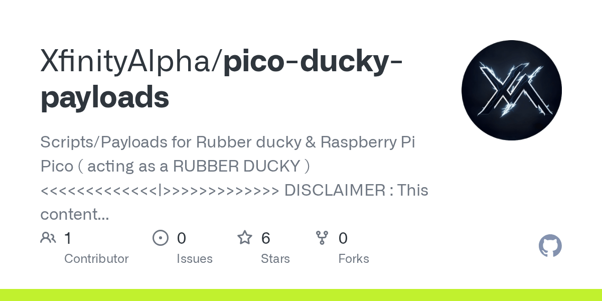 GitHub XfinityAlpha/picoduckypayloads Scripts/Payloads for Rubber