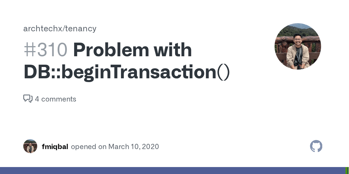 Problem with DBbeginTransaction() · Issue 310 · archtechx/tenancy