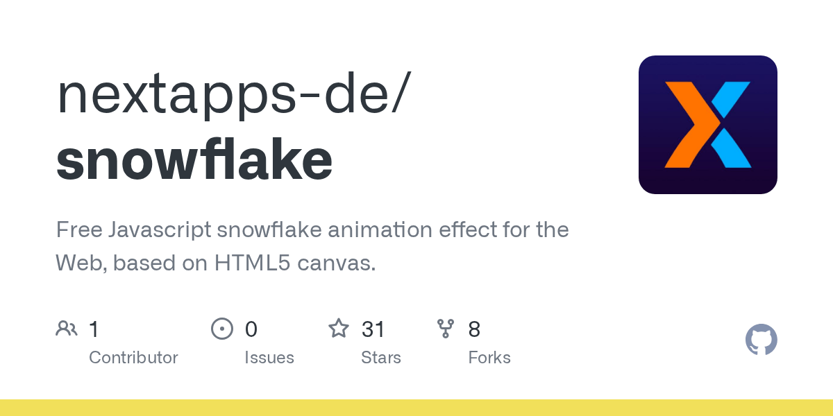 GitHub nextappsde/snowflake Free Javascript snowflake animation