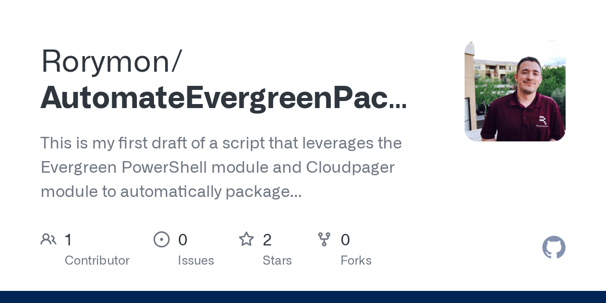 GitHub Rorymon/AutomateEvergreenPackaging This is my first draft of