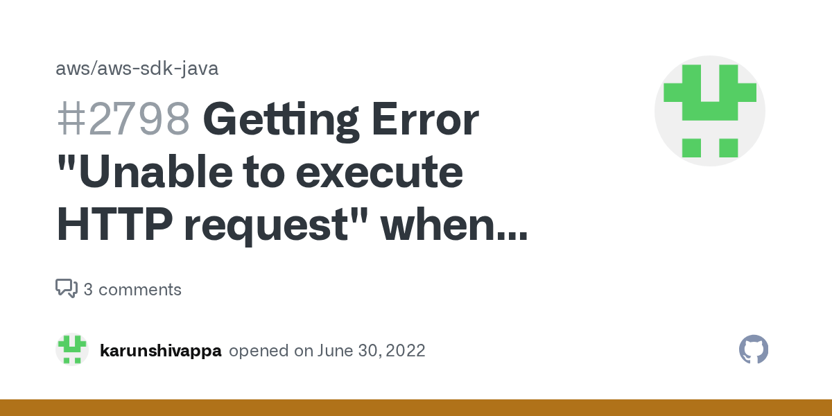 Getting Error "Unable to execute HTTP request" when trying to access