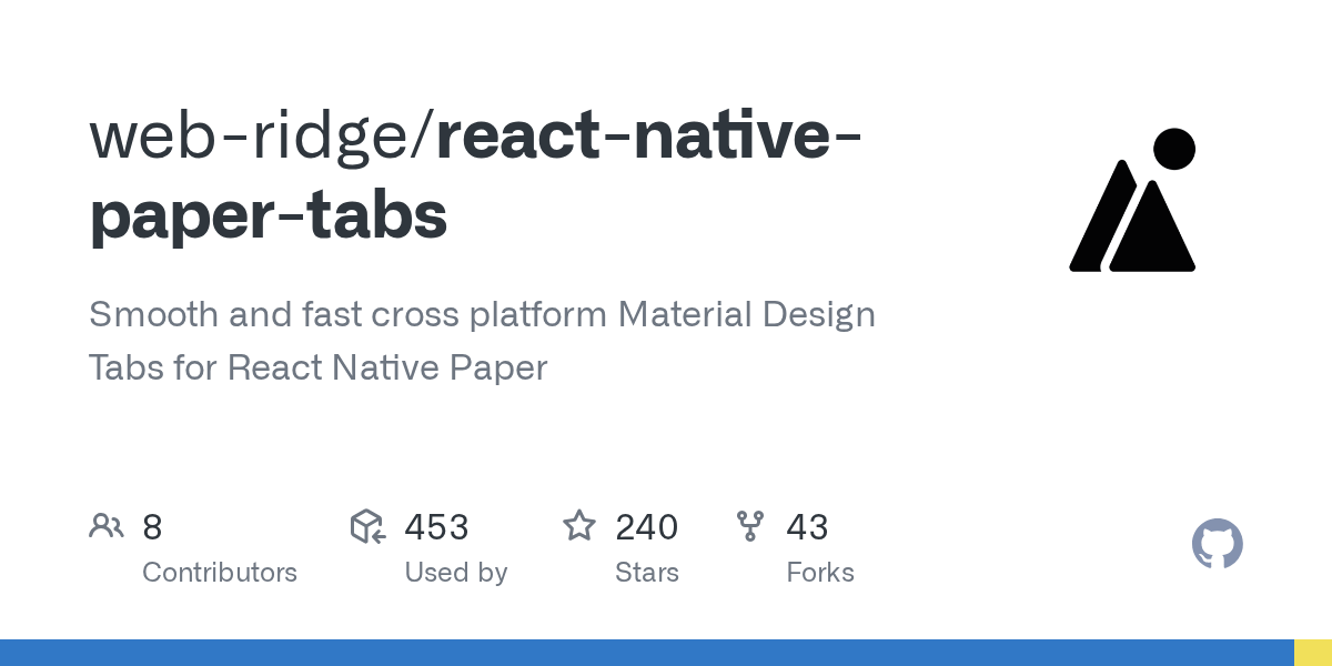 GitHub webridge/reactnativepapertabs Smooth and fast cross platform Material Design Tabs