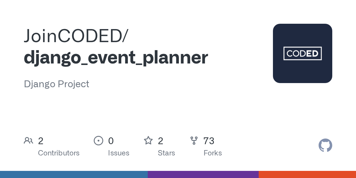 GitHub JoinCODED/django_event_planner Django Project