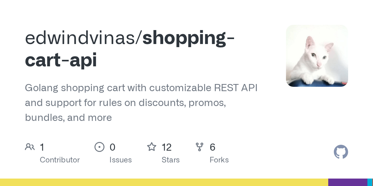 GitHub Golang shopping cart with customizable REST API and