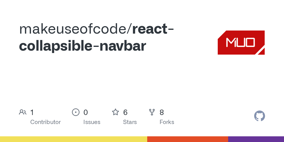 GitHub makeuseofcode/reactcollapsiblenavbar