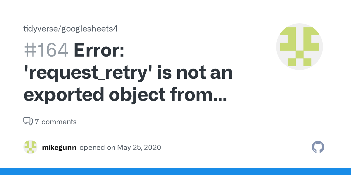 Error 'request_retry' is not an exported object from 'namespacegargle