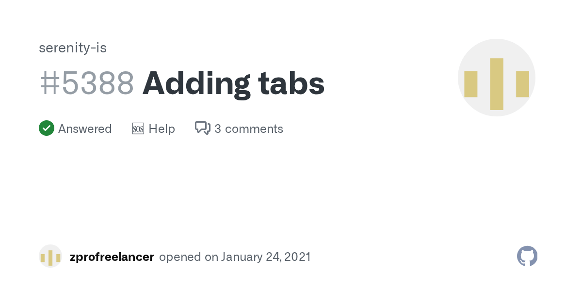 Adding tabs · serenityis · Discussion 5388 · GitHub