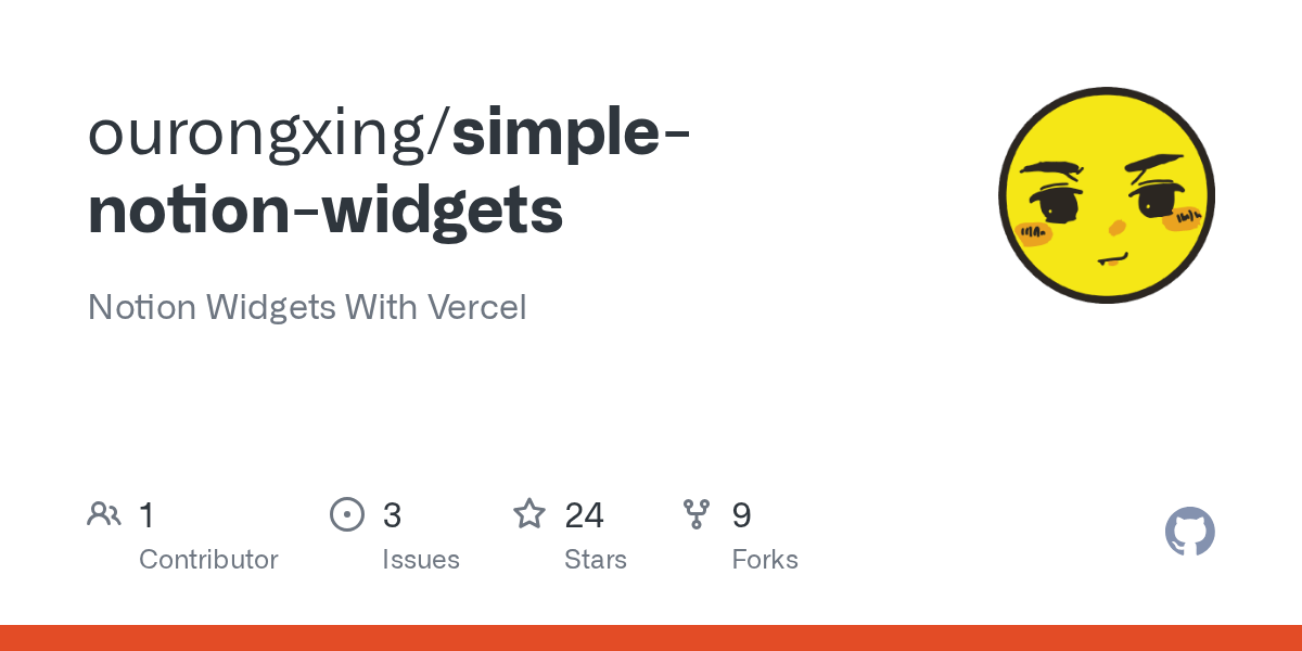 GitHub ourongxing/simplenotionwidgets Notion Widgets With Vercel