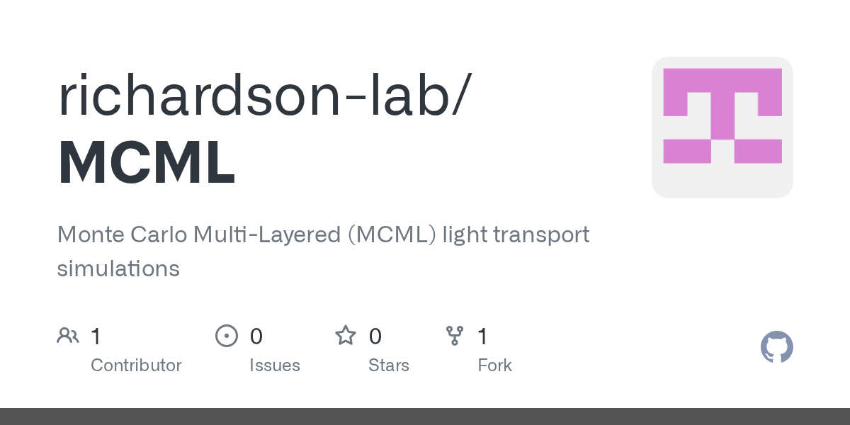 GitHub richardsonlab/MCML Monte Carlo MultiLayered (MCML) light