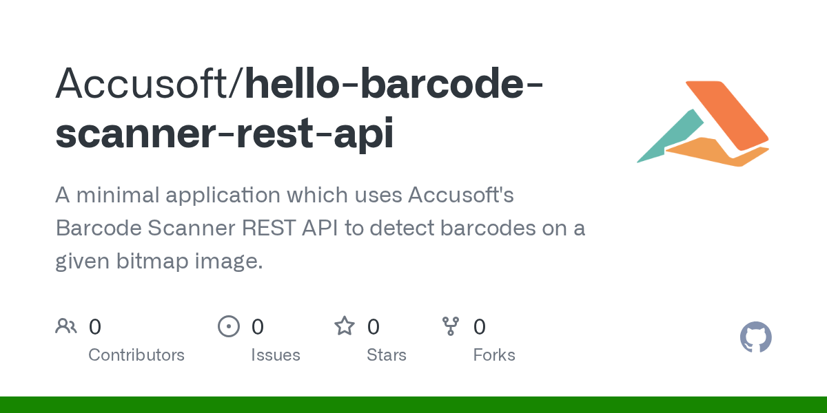 GitHub Accusoft/hellobarcodescannerrestapi A minimal application