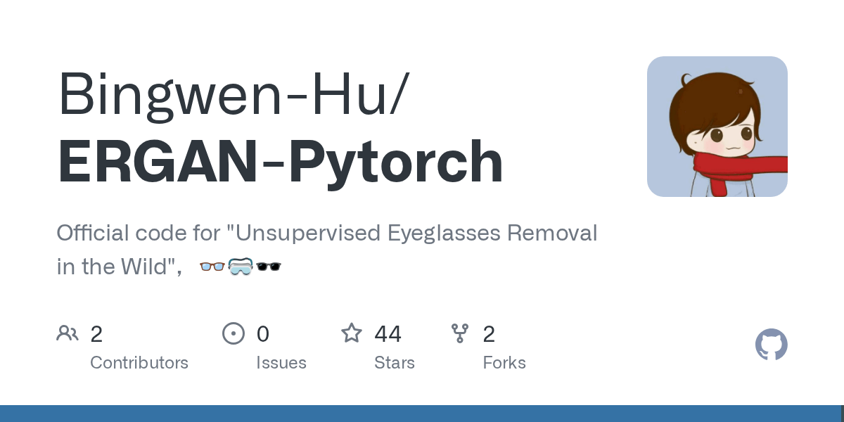 GitHub BingwenHu/ERGANPytorch Official code for "Unsupervised Eyeglasses Removal in the