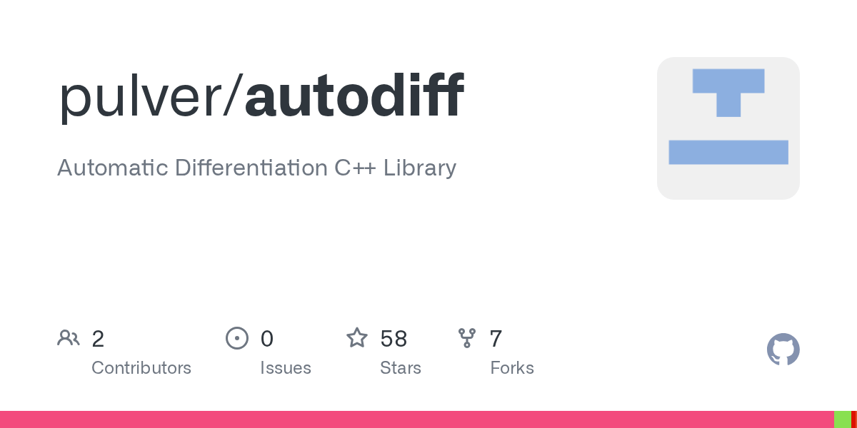 GitHub pulver/autodiff Automatic Differentiation C++ Library