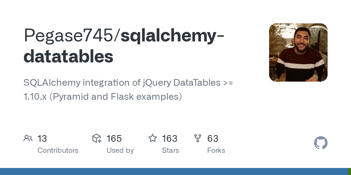 GitHub Pegase745/sqlalchemydatatables SQLAlchemy integration of