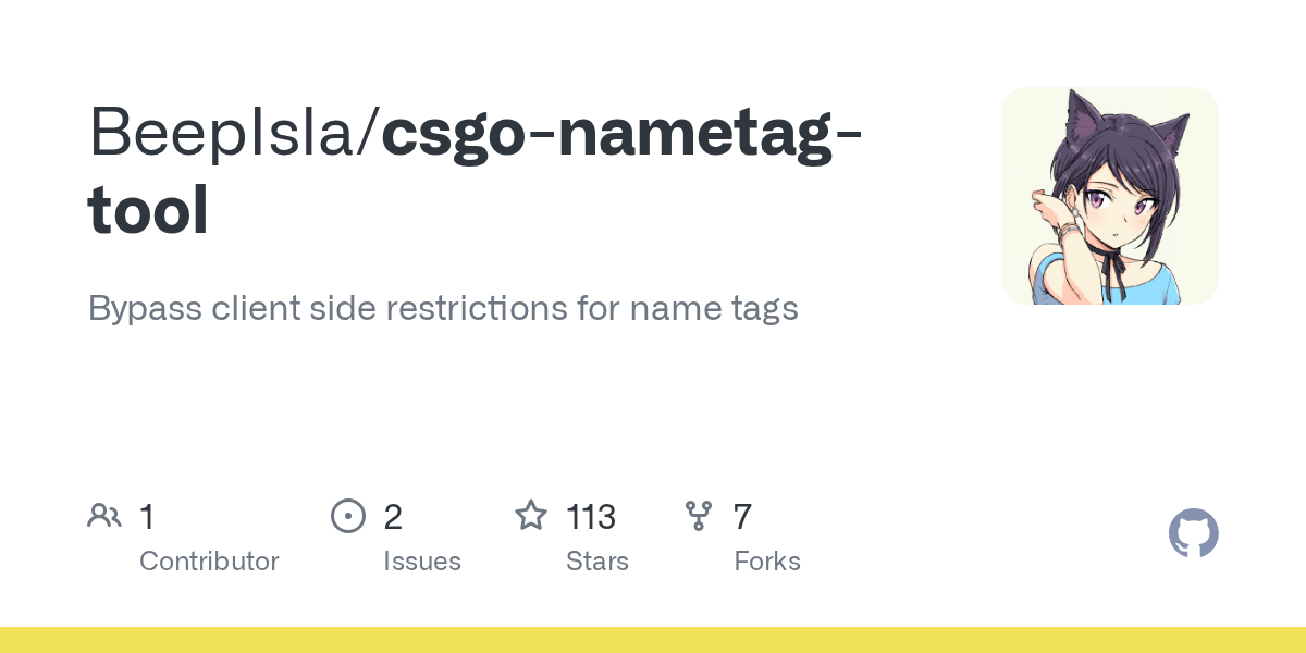 GitHub BeepIsla/csgonametagtool Bypass client side restrictions