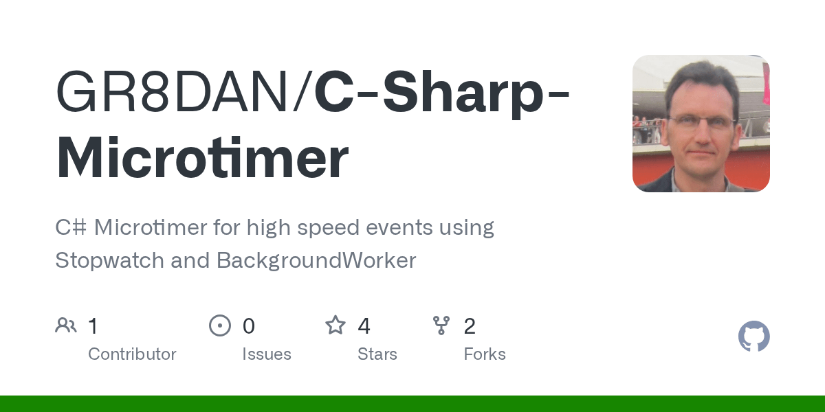GitHub - GR8DAN/C-Sharp-Microtimer: C# Microtimer for high speed events
