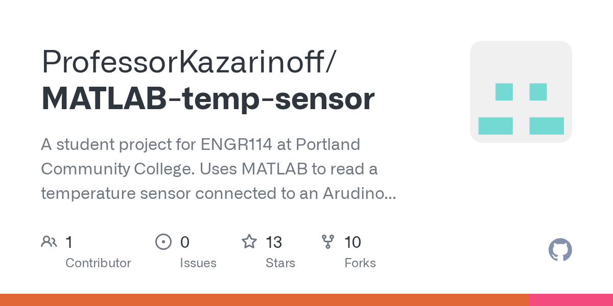 GitHub ProfessorKazarinoff/MATLABtempsensor A student project for