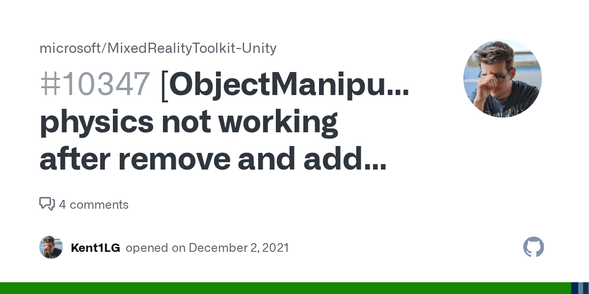 [ObjectManipulator]Runtime physics not working after remove and add