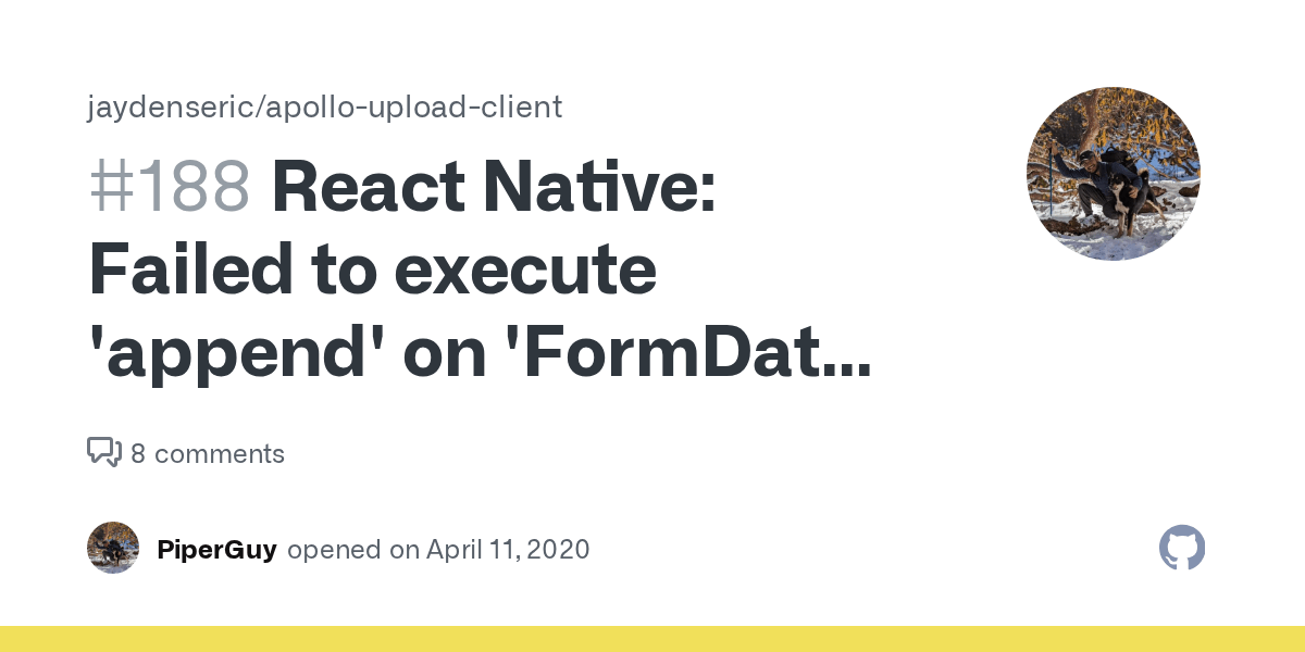 React Native Failed to execute 'append' on 'FormData' parameter 2 is